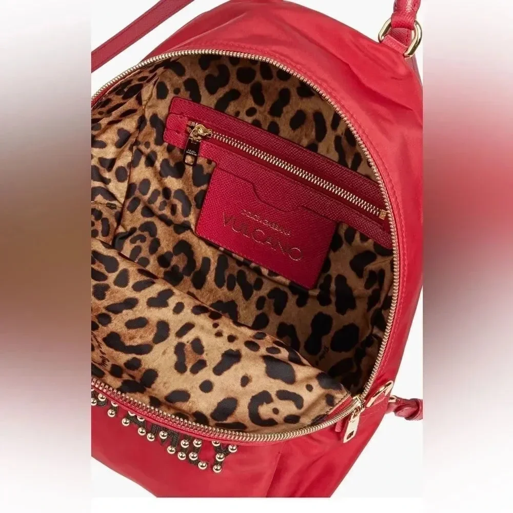 Dolce & Gabanna Red Appliquéd Shell Backpack NWT